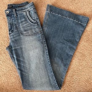 A&F high rise, wide leg flare jeans